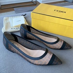 Fendi Skimmer Mesh Logo Flats